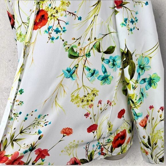 Worthington Floral Blouse - White with Red and Blue Accents - Picture 4 of 9